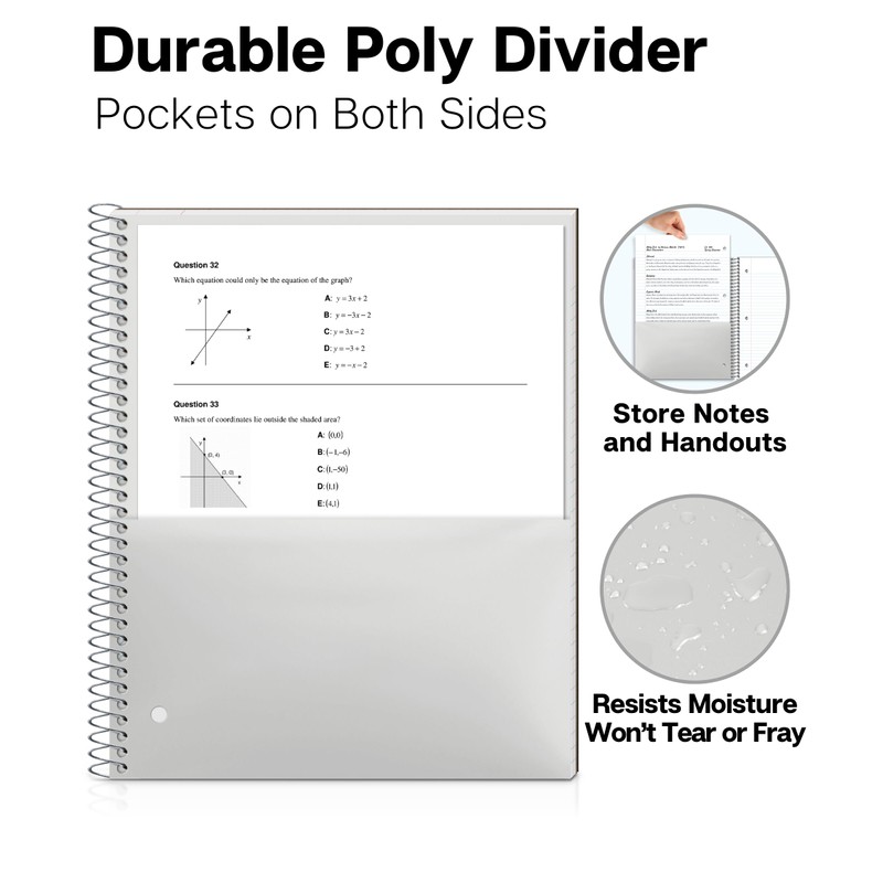 Dunwell College Ruled Spiral Notebook (Black), 1 Subject Notebook 8.5