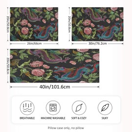 Blueangle Embroidery Chinese Dragon Satin Pillowcase for Hair and Skin Silk Pillowcase, Standard Size(20x26 inches) - Slip Cooling Satin Pillow Covers with Envelope Closure