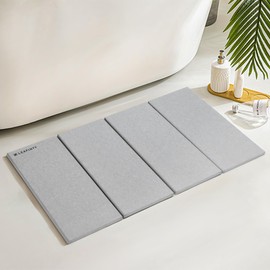Leafinty Stone Bath Mats for Bathroom Non-Slip | Stone Bath Mat | Super Absorbent | Diatomaceous Earth Bath Mat | Quick Drying Mat for Kitchen Counter | Easy to Clean | Foldable (23.6''×15.7" Grey)