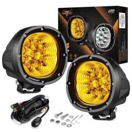 AUXBEAM 2x AUXBEAM 4"Amber Spot LED Work Light Driving  Fog Lamp + Black Cover for Jeep