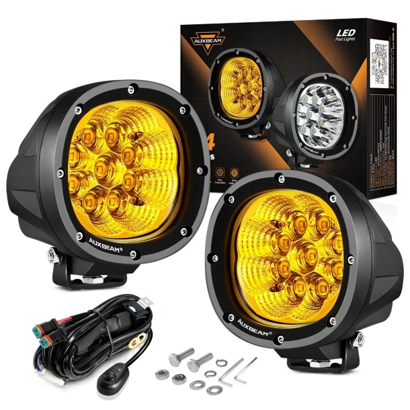 AUXBEAM 2x AUXBEAM 4"Amber Spot LED Work Light Driving Fog