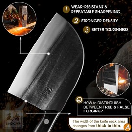 ENOKING Serbian Chef Knife 6.7 Inch, Handmade Professional Meat Cleaver Knife with Leather Sheath, High-Carbon Clad Steel Butcher Knife with Full Tang Handle for Kitchen, Camping, BBQ