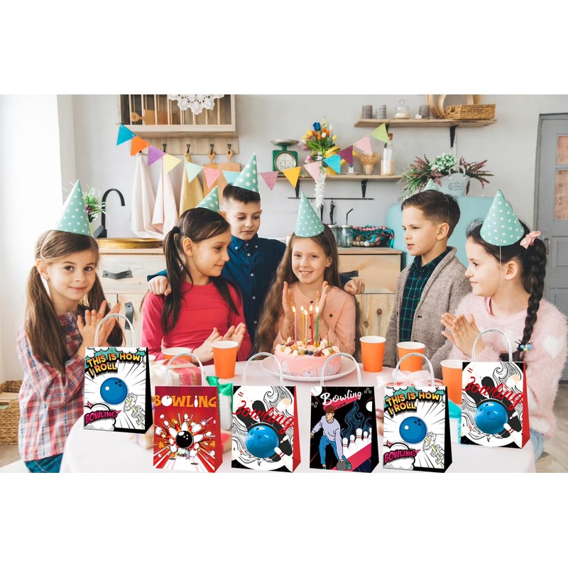 YYDLKAF 12 PCS Bowling Party Bags with Handles, Bowling Party