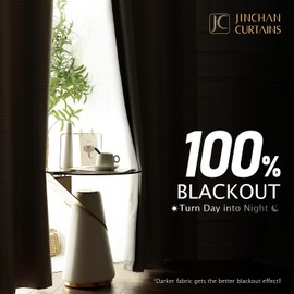 jinchan Burlap Look Curtains Blackout Curtains for Bedroom Lined Linen Textured Look Curtains for Living Room 63 Inches Long French Country Curtains Farmhouse Window Curtains 2 Panels Tan Curtains