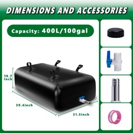MXQMKL 400 L/100 gal Water Bladder Storage Containers, Foldable Portable Water Tank Large Capacity Soft Water Bag, Drought Resistance, Fire Prevention, Emergency Water