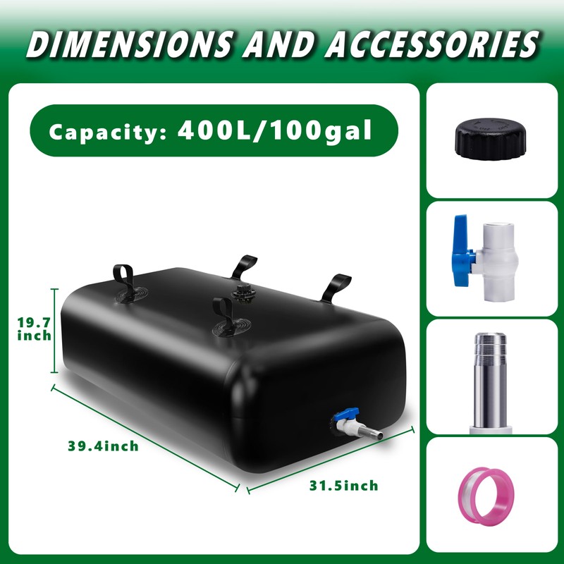 MXQMKL 400 L/100 gal Water Bladder Storage Containers, Foldable Portable