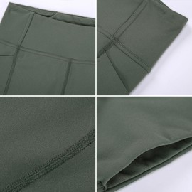 8'' Shorts Deportivos para Mujer con Bolsillos, 8 Pulgadas Yoga Shorts, Ligeros de Sensación Cintura Alta Push Up para Yoga Fitness Pilates Jogging (MX/US, Alfa, Chico, Regular, Regular, Verde)