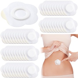 Joez Wonderful 50 Pcs Disposable Castor Oil Pack Wrap, Highly Absorbent Belly Button Patches, Self-Adhesive Castor Oil Pads, Organic Cotton Wraps Pack Covers - Flower (White, 6x6cm)