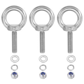 PATIKIL M8 x 30mm Lifting Shoulder Eye Bolts Set of 3 with 304 Stainless Steel Lifting Rings Screw Eye Bolts with Nuts and Washers for Hanging Hammocks and Articles