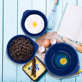 GLAD Mixing Bowls with Pour Spout, Set of 3 | Nesting Design Saves Space | Non-Slip, BPA Free, Dishwasher Safe Plastic | Kitchen Cooking and Baking Supplies, Blue