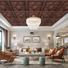 STICKGOO PVC Ceiling Tiles, Antique Copper Decorative Drop Ceiling Tiles 24 x 24in, 12-Pack Panels Cover 48 Sq. Ft