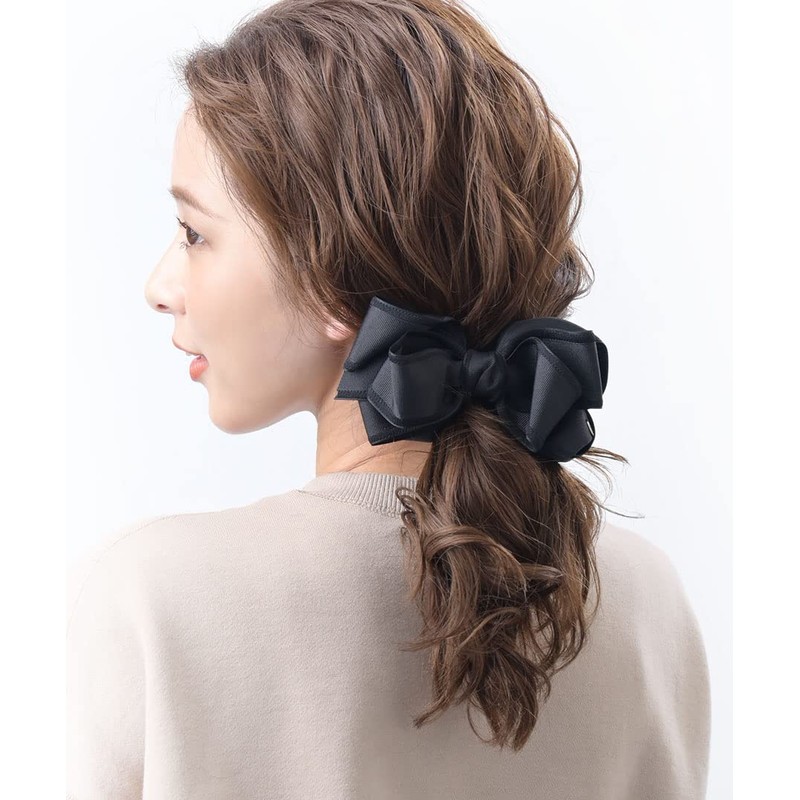 VINGTAINE H7457-BK- Volume, Ribbon, Barrette, Large Hair Clip, Mature Gift,