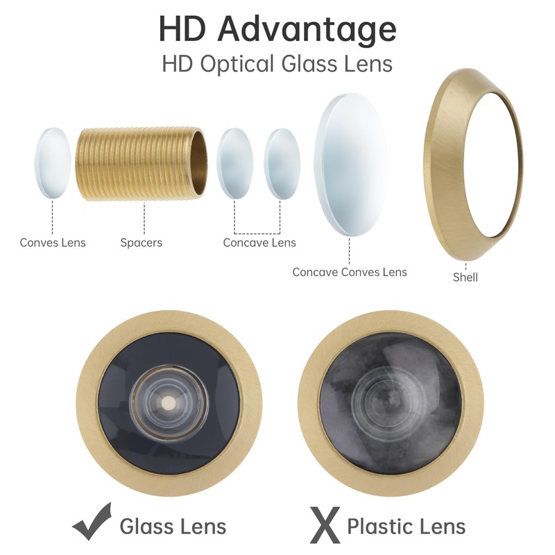 HOJLKLD Door Viewer Peephole,200 Degree Solid Brass Peephole with 16