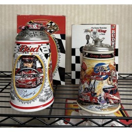 Budweiser Lot Of 2 Budweiser Dale Earnhardt JR & Kenny Bernstein Steins