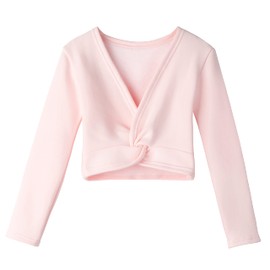 Lisianthus Girls' Classic Thick Ballet Long Sleeve Wrap Top Pink 5-6 Years