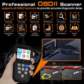 OBD2 Scanner Battery Tester Diagnostic Tool, Enhenced IPS Color Screen Car Code Reader CAN Engine Check Clear Fault Light, Scan Auto Battery Voltage/Life, Could Printer for All OBDII Cars Since 1996