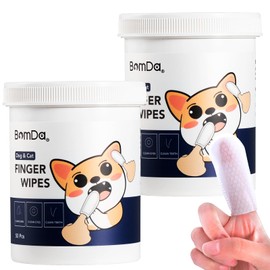 BomDa 100Pcs Dog Ear Wipes Finger & Dental Wipes for Dogs & Cats- Gently Remove Ear Wax & Debris, Plaque & Tartar-Disposable Ear Wipes, Teeth Cleaning Wipes, Eyes Wipes-All Natural Ingredients