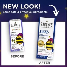 Mezcla líquida de moras Zarbees Naturals 1 mg -30 ml para niños Sleep Melatonina Liquida De 1 Mg Ayuda A La Insomnio Ocasional De Tu Hijo De 3 Años O Mas, Con Nuestro Sabroso Sabor A Bayas Naturales.