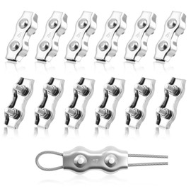 Flintronic 12PCS M4 Wire Rope Clamp, 304 Stainless Steel Wire Rope Clips, 4mm Duplex Bolt Cable Clamps, Fence wire Connector for Awning Fixed Clothesline Tensioner