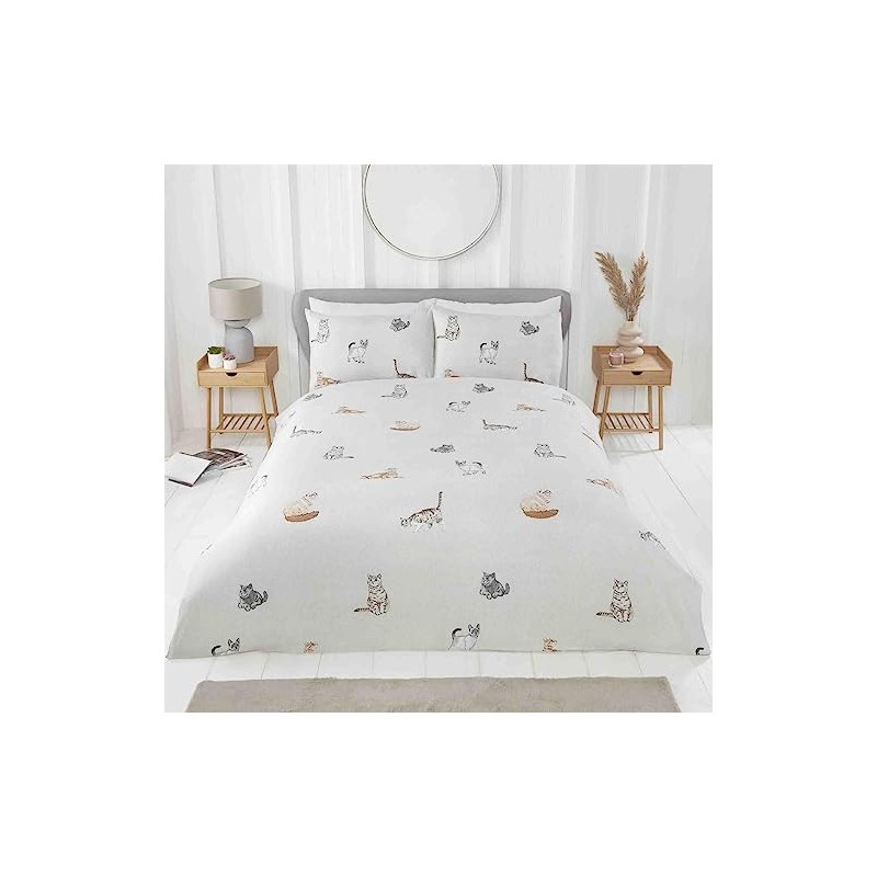 Rapport Home Cats Bedding Set - Purrfect Microfibre 180TC Reversible