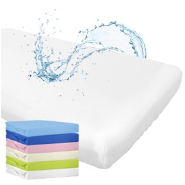 WhizProducts Fitted Sheet with Integrated Mattress Protector 60 x 120 cm (White) for Baby Bed