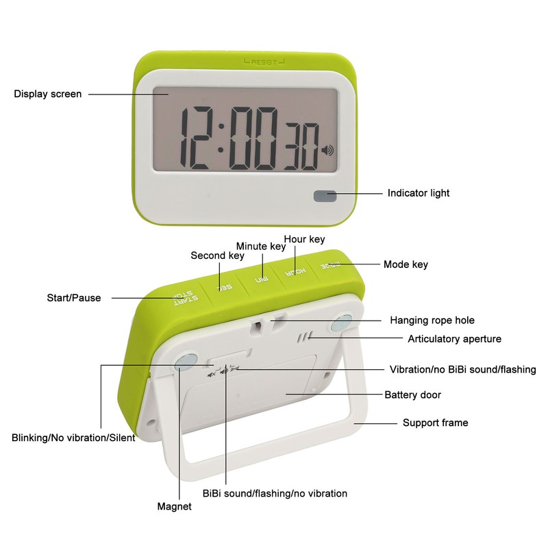 Large Digits Digital Timer Alarm Clock Mute Small Digital Kitchen