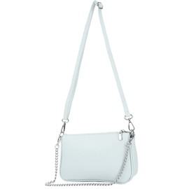 modamoda de - T237 - Shoulder Bag Small Small Made of Italian Leather, ice blue