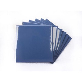 4 in Ceramic Tile Gloss 4 1/4" Box of 10 Pieces for Bathroom Wall and Kitchen Backsplash by Tenedos – Glossy Finish, Classic Look (Indigo Blue)