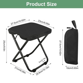 prota Folding Camping Stool, Small Portable Folding Stool, Mini Camping Stool with Storage Bag for Travel, Hiking, Fishing, Barbecue, Picnic, 28 x 23 cm