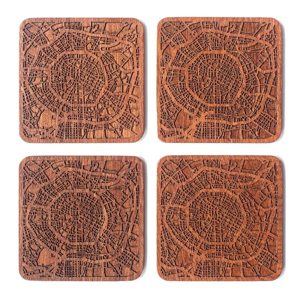Chengdu Map Coaster by O3 Design Studio, Set of 4,