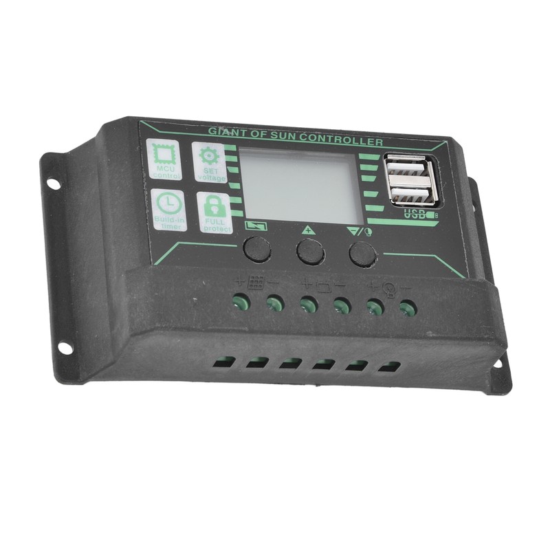 Solar Charge Discharge Controller Adjustable LCD Display PWM Dual USB