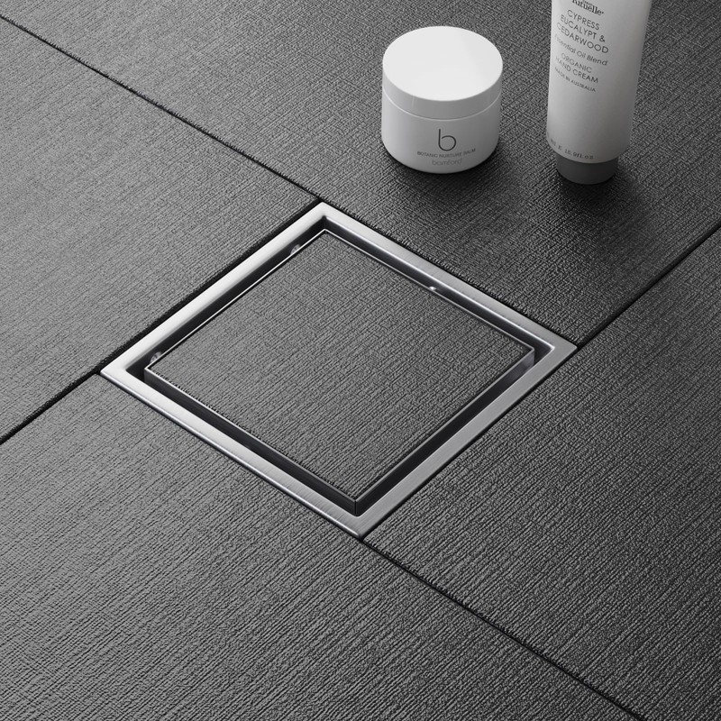 6 Inch Square Shower Drain with 2-in-1 Tile Insert Grate