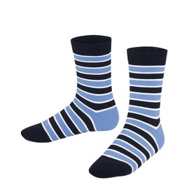 FALKE Unisex Children's Simple Stripes Socks Breathable Sustainable Cotton Reinforced Striped Durable Durable Skin Friendly Non-Slip 1 Pair, Blue Navy 6120