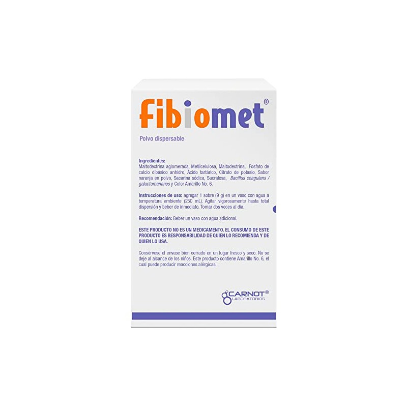 CARNOT Fibiomet Probiótico y Prebiótico Sabor Naranja 10 sobres 9g