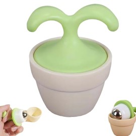 KINTEGOOD Mini Potted Plant Eye and Face Massage Roller, 2 Pack, Handheld Desk Decor Roller Ball for Neck and Body