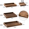 Yangbaga Yangbaga Rustic Wooden Serving Trays with Handle - Set of 7 Rectangular Platters for Entertaining, Breakfast, Coffee Table, Home Decor