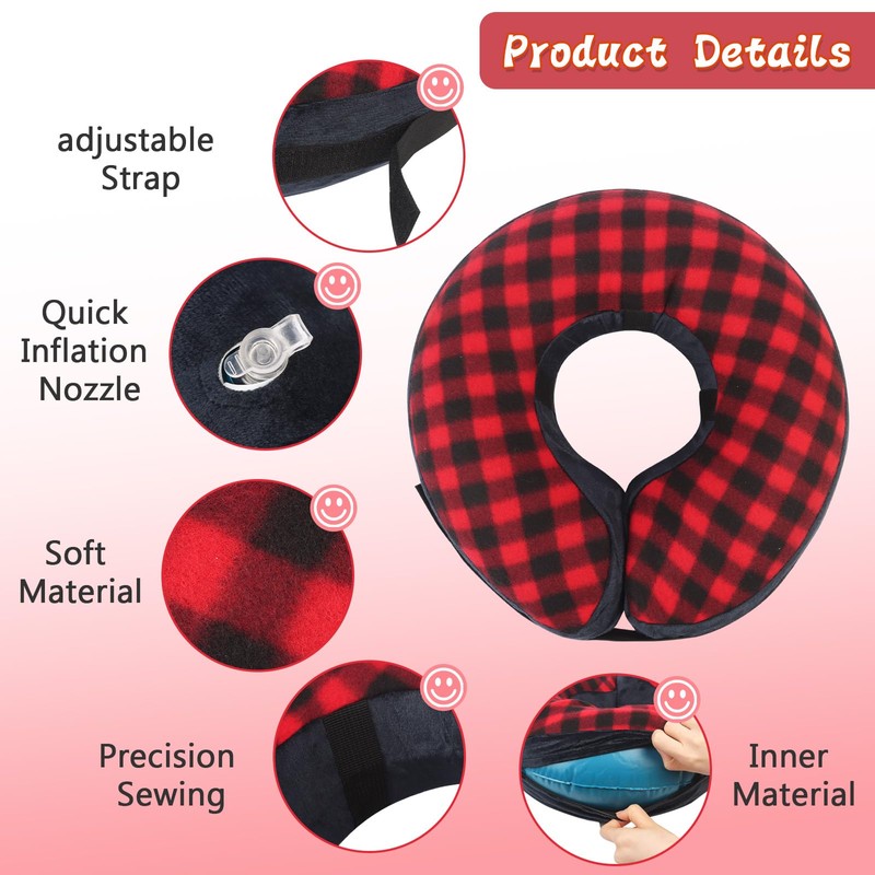 Wsetyy Inflatable Dog Collar for After Surgery (B, M)