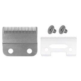 AIRERA 2-Hole Stagger Tooth Replacement Blades Set # 2161, 1 Fixed Carbon Steel Blade, 1 Movable Ceramic Blade, Compatible with Cordless Magic Clip Choice 5-Star (Silver)