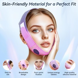 ONLUKY V-Line Face Lifting Mask, Double Chin Reducer Chin Support Strap V Shaped Face Mask (Light Pink)