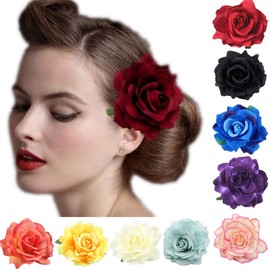 L&H Large Artificial Rose Flower Hair Clip Bridal Hairpin Brooch Wedding Accessory Bridesmaid (Lavender)