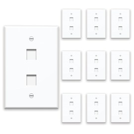 Legrand - OnQ WP3402WH10 High Impact Flame Retardant Plastic Single Gang, 2-Port Keystone Wall Plate, Pack of 10, White