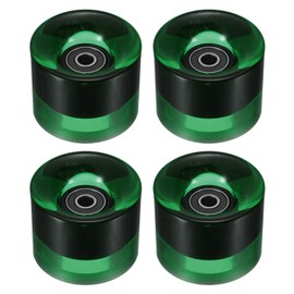 YOKIVE 4 Pcs Skateboard Wheels with Bearing, 80A Skate Scooters Replacement, Great for Skateboarding, Outdoor Street Sports (Clear Green Black, 60mm OD)