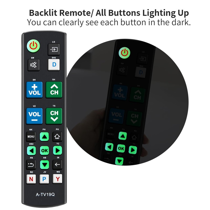 Alkia Universal Big Button TV Remote Control with Glow-in-the-Dark Keys