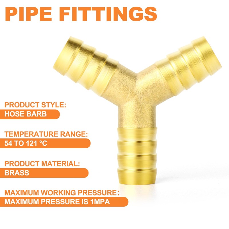 GASHER 10Pcs 4mm Brass Hose Barb, 3-Way Y-Shaped Hose Fitting