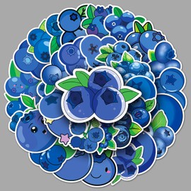 AUCEKO Pack of 50 Blueberries Stickers Pack Blueberries Sticker Set Waterproof Vinyl Stickers for Laptop Children Cars Motorcycle Bicycle Skateboard Luggage Suitcase Computer Sticker Graffiti Decal
