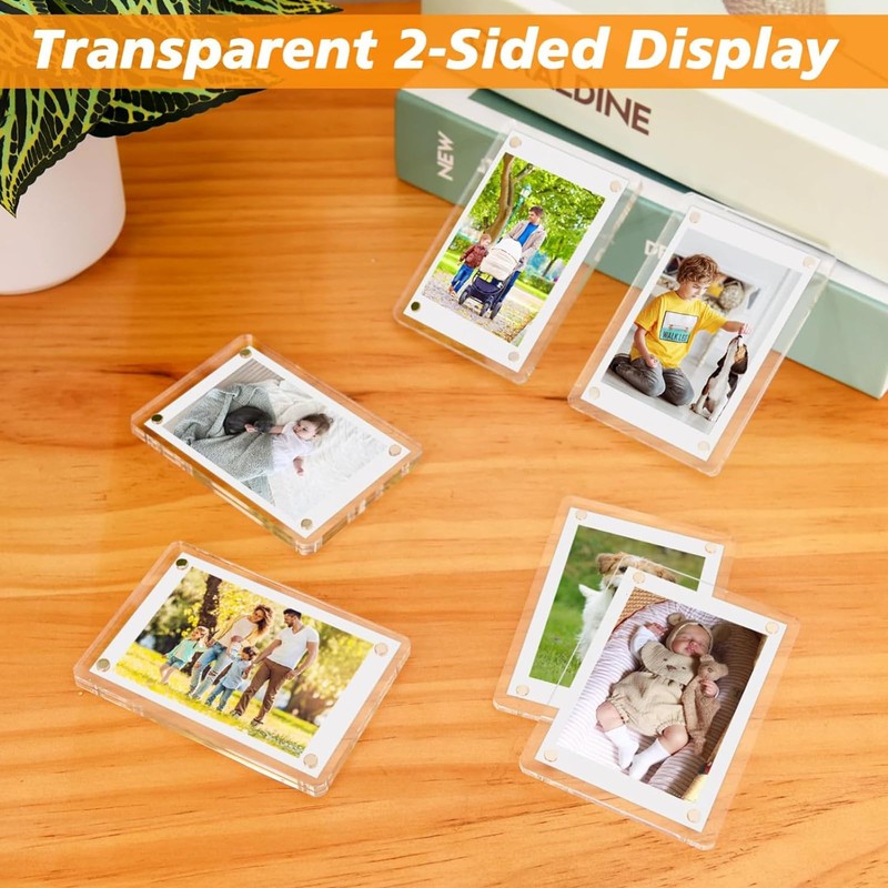 Zalizr 6 Pack Acrylic Magnetic Frames for Refrigerator, Clear Picture