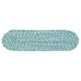 Super Area Rugs Farmhouse Braided Rug Cotton Kitchen Reversible Carpet Light Green & White, 8" X 28" - Single Stair Tread