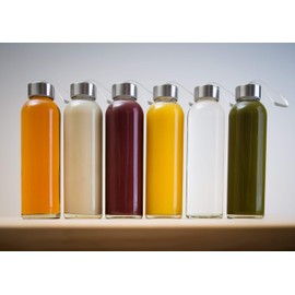 Epica 18-Oz. Glass Beverage Bottles, Set of 6 (Beverage Glasses + Carrying Loop Caps)