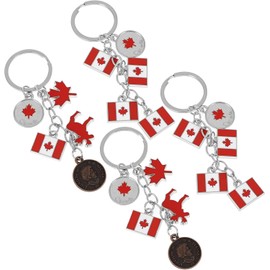 4 Piezas Llavero con Bandera de Canadá en Aleación de Zinc Llaves y Mochila, Uso Diario y Adorno, Diseño Creativo Acabado Delicado