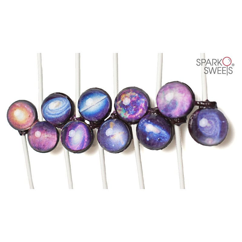 Sparko Sweets Galaxy Lollipops, Galactic Designs, White Peach Flavor, 10